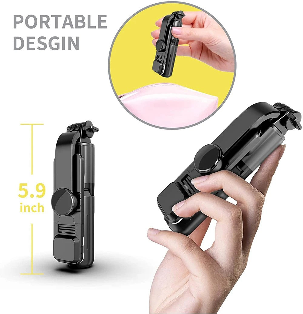 Trípode Palo Selfie 3 en 1 con Control Remoto Bluetooth y Cabezal Rotativo
