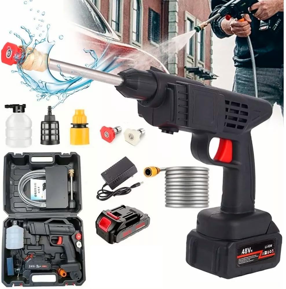 Hidrolimpiadora Portátil a Batería | Pistola de Lavado de Alta Presión con Motor de 300W