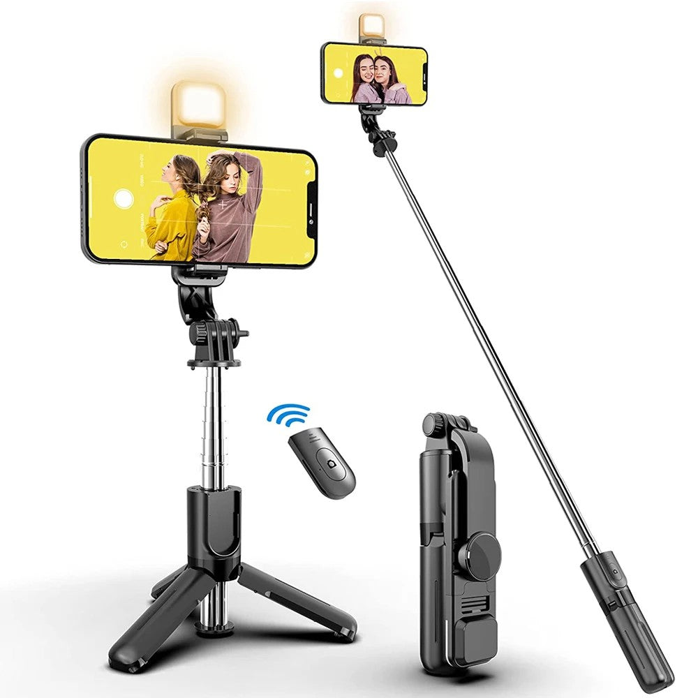 Trípode Palo Selfie 3 en 1 con Control Remoto Bluetooth y Cabezal Rotativo