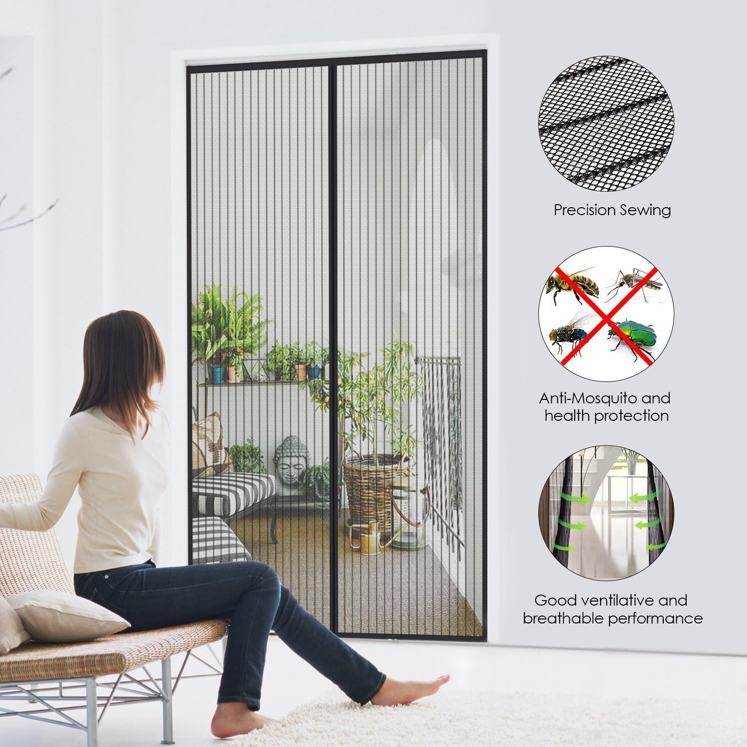 Cortina Magnética Antimosquitos | Mosquitera Reforzada para Puertas con Cierre Automático