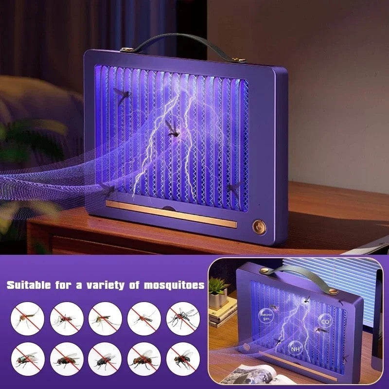Lámpara Antimosquitos Eléctrica Recargable Blanca - Trampa Silenciosa con Luz UV,  Interior y Exterior