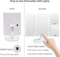 Espejo de Tocador de Maquillaje con Iluminación LED - Pantalla Táctil, 3 Aumentos y Rotación Ajustable