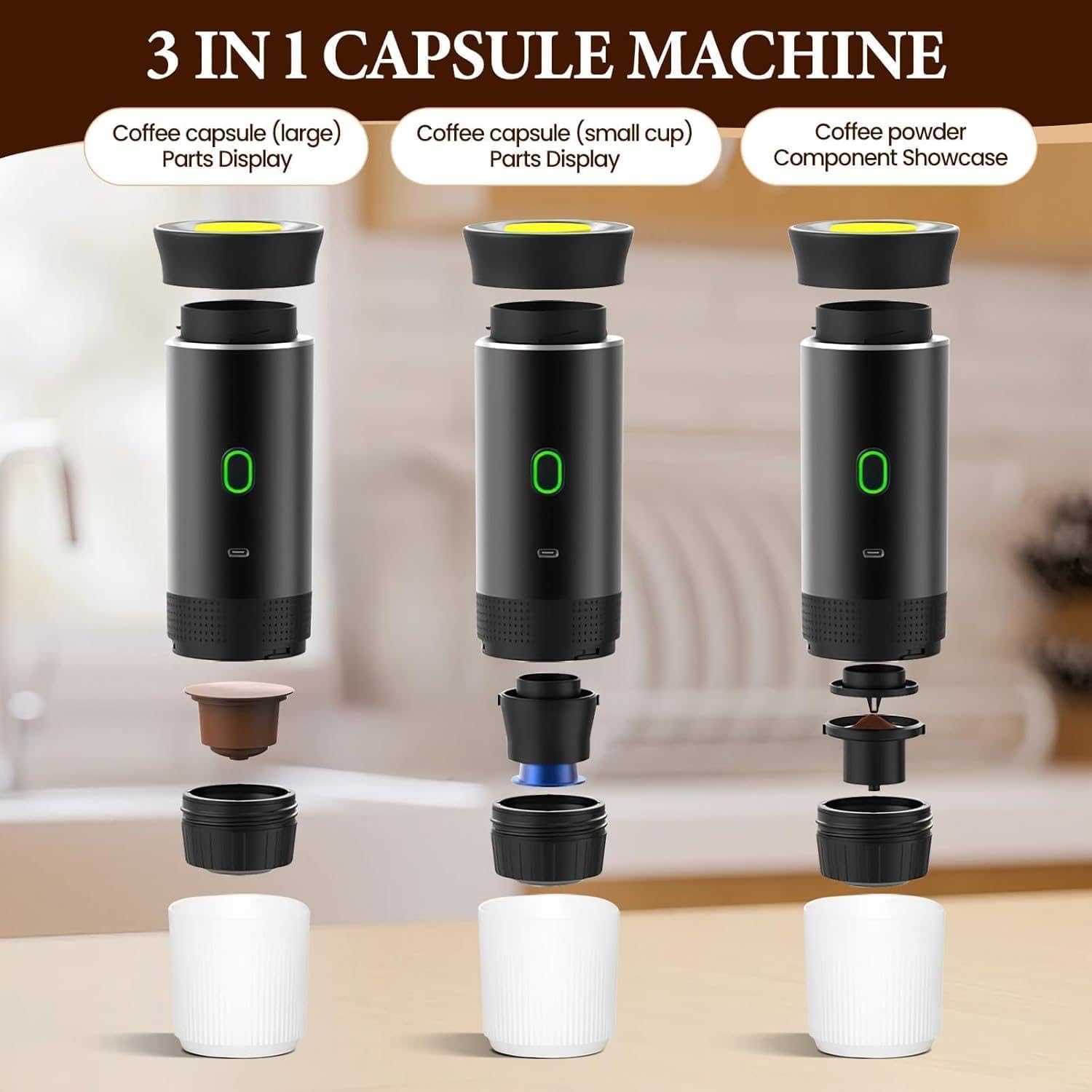 Máquina de Café Espresso Portátil 3 en 1 – Café Perfecto en Cualquier Lugar