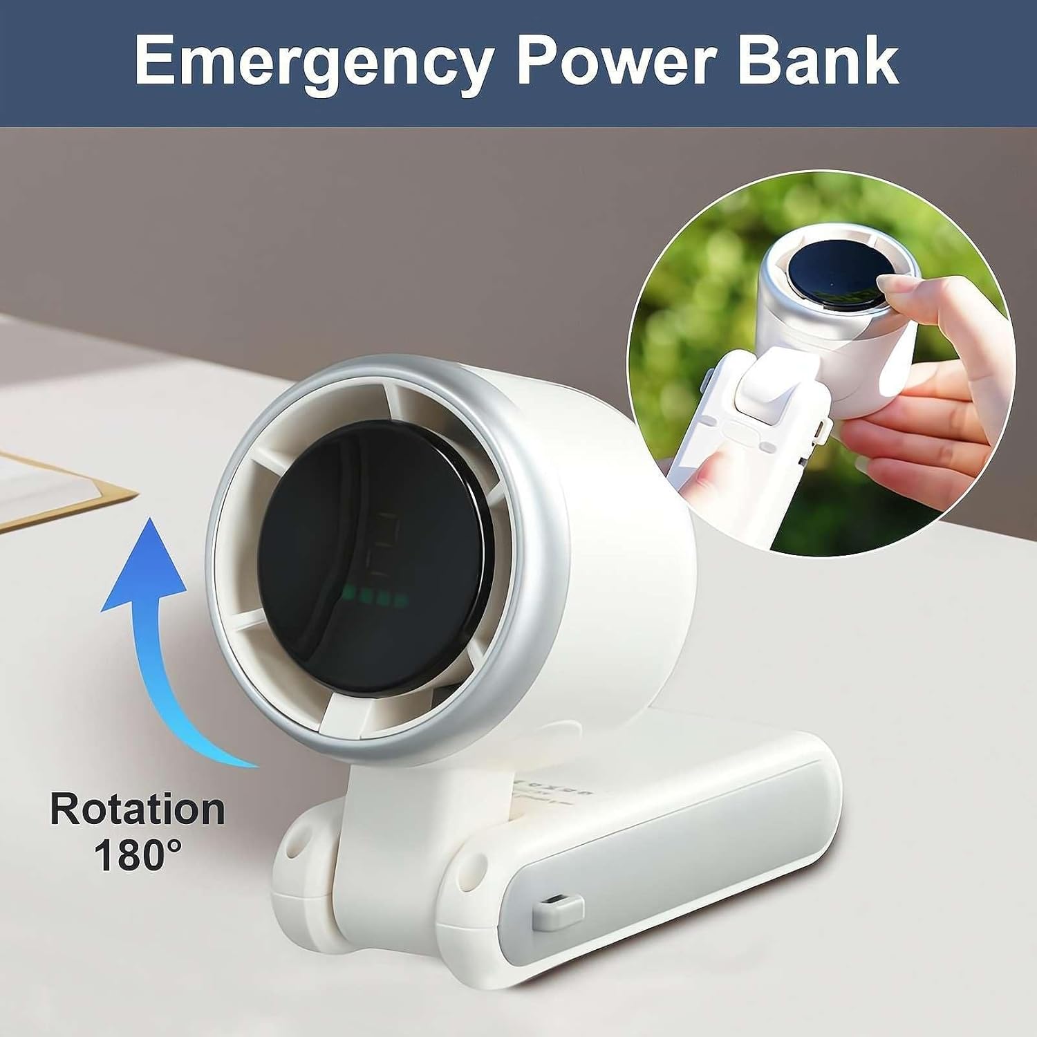 Mini Ventilador Turbo de Mano Plegable con Pantalla LED | 5 Velocidades y Recargable USB-C