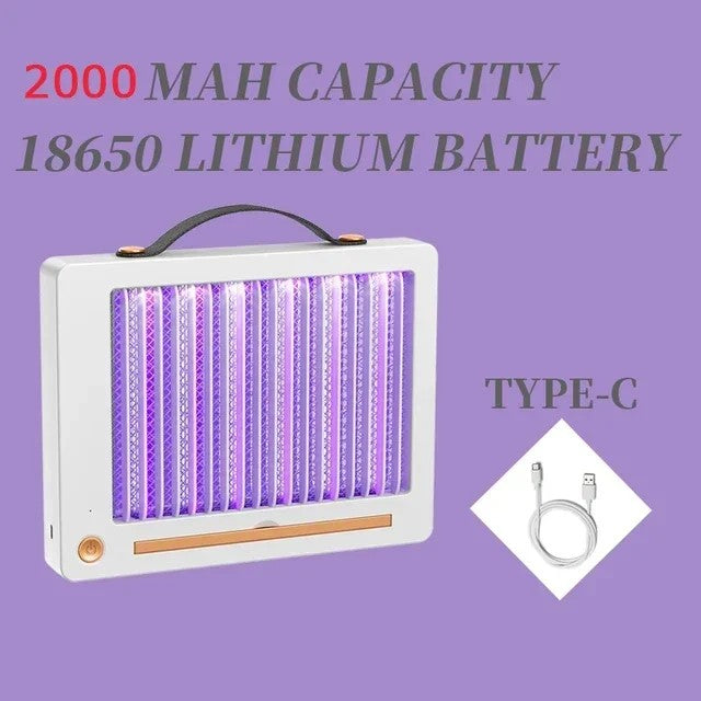 Lámpara Antimosquitos Eléctrica Recargable Blanca - Trampa Silenciosa con Luz UV,  Interior y Exterior