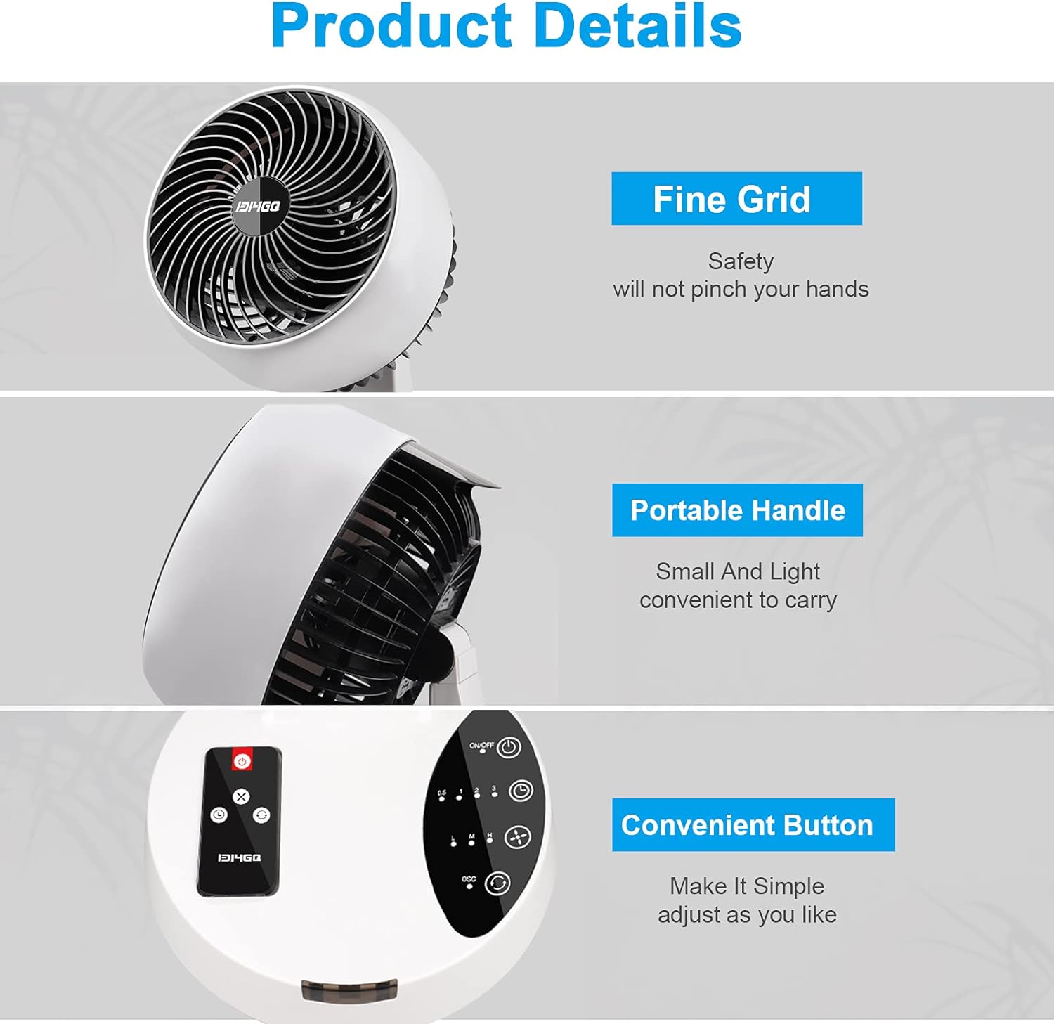 Ventilador Turbo de Mesa Silencioso | Circulador de Aire 3D con Mando a Distancia