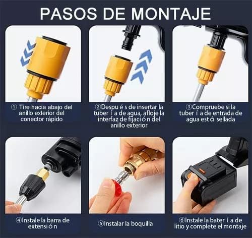 Hidrolimpiadora Portátil a Batería | Pistola de Lavado de Alta Presión con Motor de 300W