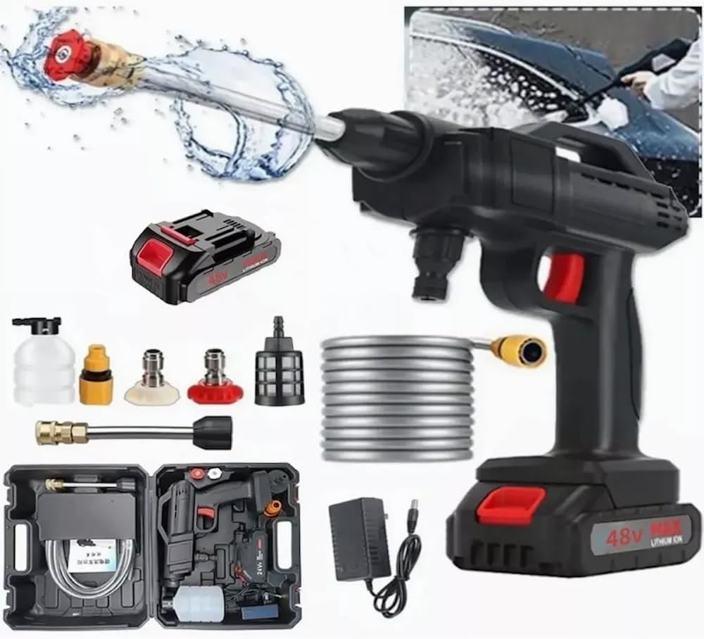 Hidrolimpiadora Portátil a Batería | Pistola de Lavado de Alta Presión con Motor de 300W