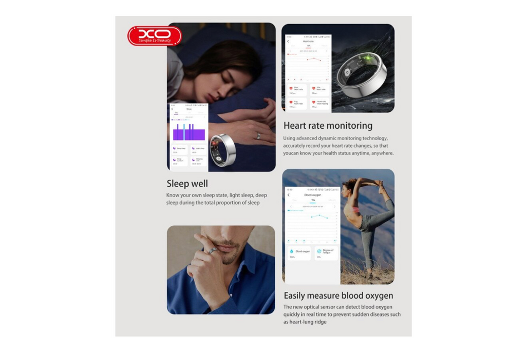 Anillo Inteligente Smart Ring – Monitoreo de Sueño, Oxígeno y Ritmo Cardíaco (Color Negro Metálico)