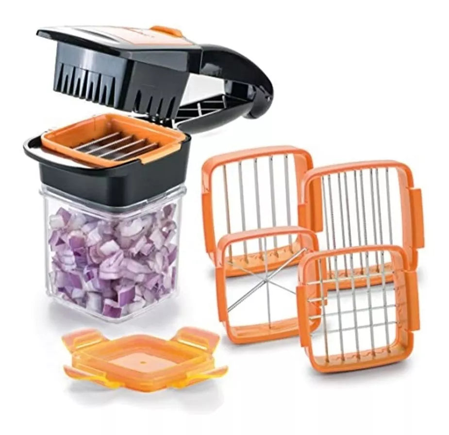 Cortador de Verduras 5 en 1 | Picador Multifunción Manual de Acero Inoxidable