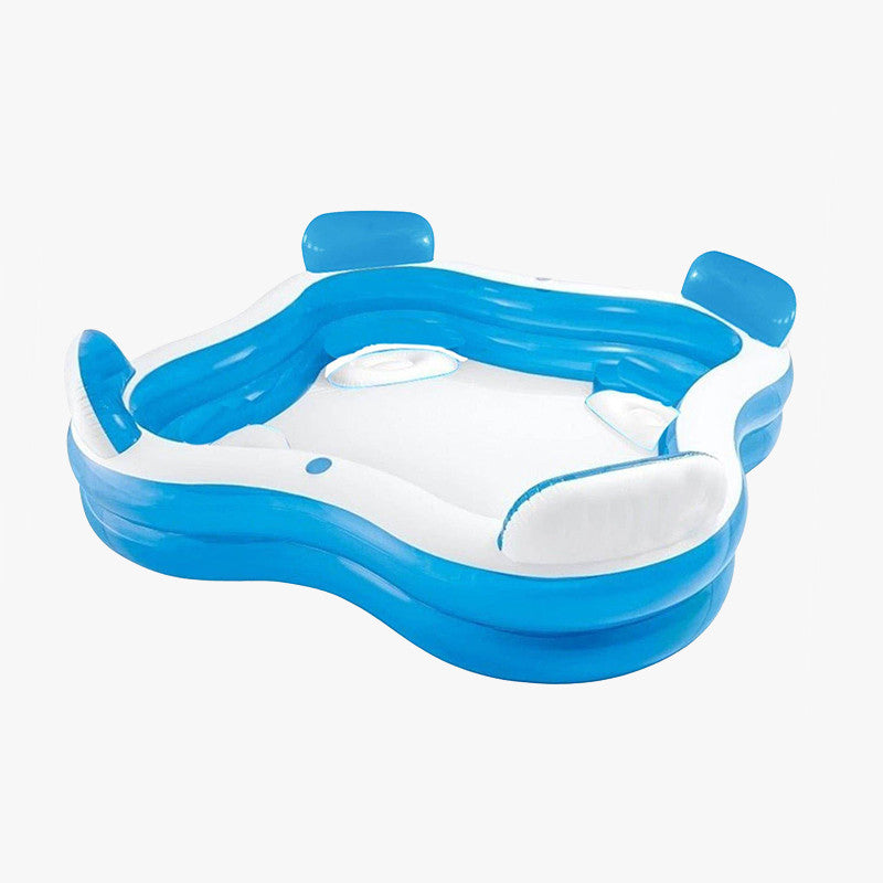 Piscina Familiar Inflable con Asientos y Posavasos – 183x183x51 cm, 390?L, Para 4 Personas